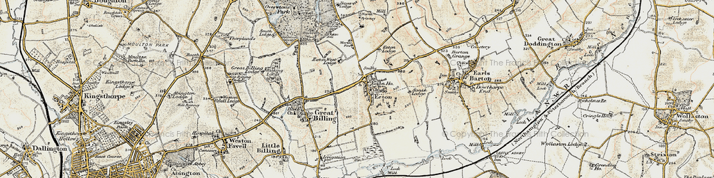 Old map of Ecton in 1898-1901