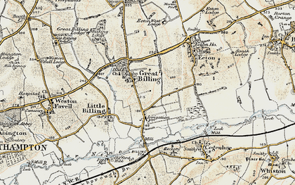 Old map of Ecton Brook in 1898-1901