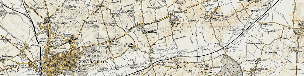Old map of Ecton Brook in 1898-1901