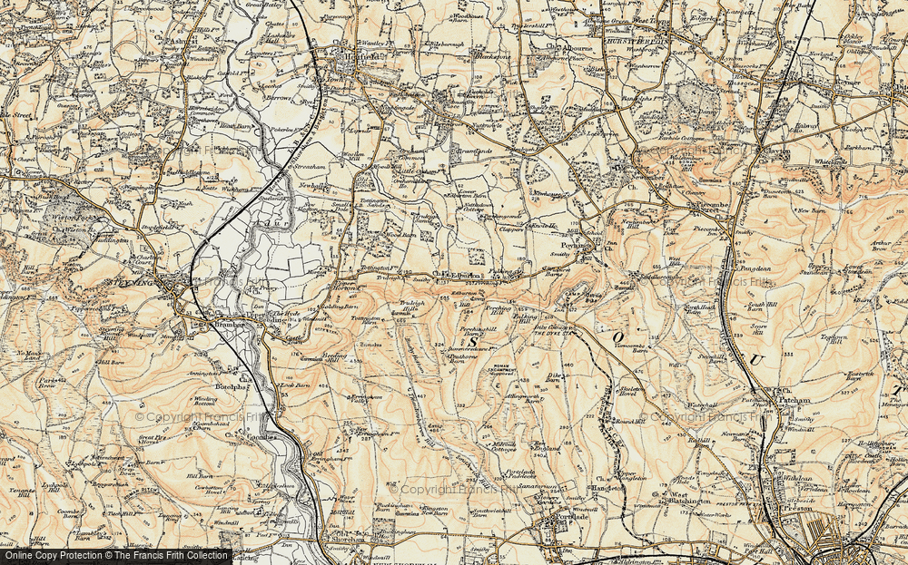 Old Map of Historic Map covering Bushy Bottom in 1898