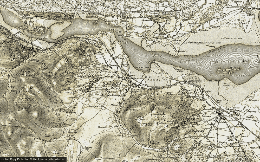 Old Map of Historic Map covering Bac an Tailleir-chrubaich in 1911-1912