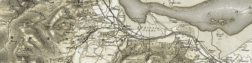 Old map of Edderton in 1911-1912