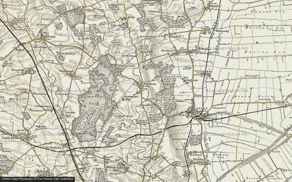 Old Map of Historic Map covering Bourne Wood in 1901-1903