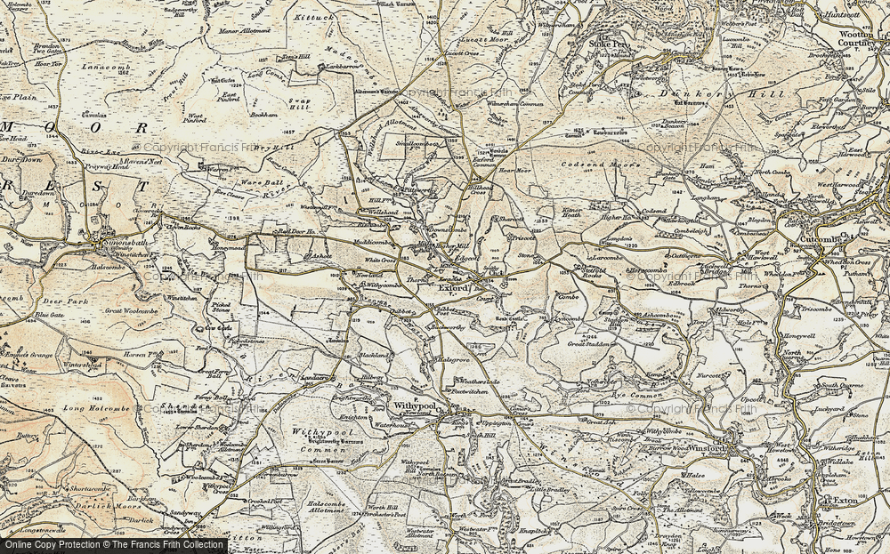 Old Map of Historic Map covering Allcombe Water in 1900