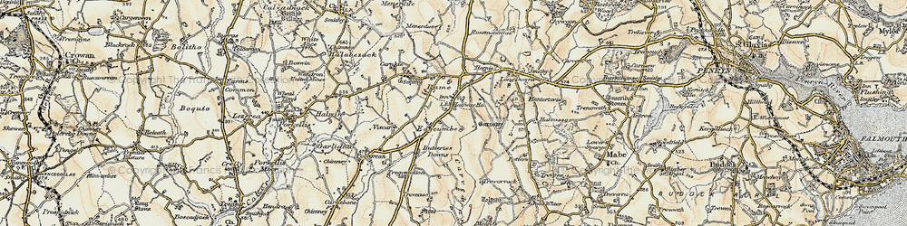 Old map of Butteriss Downs in 1900