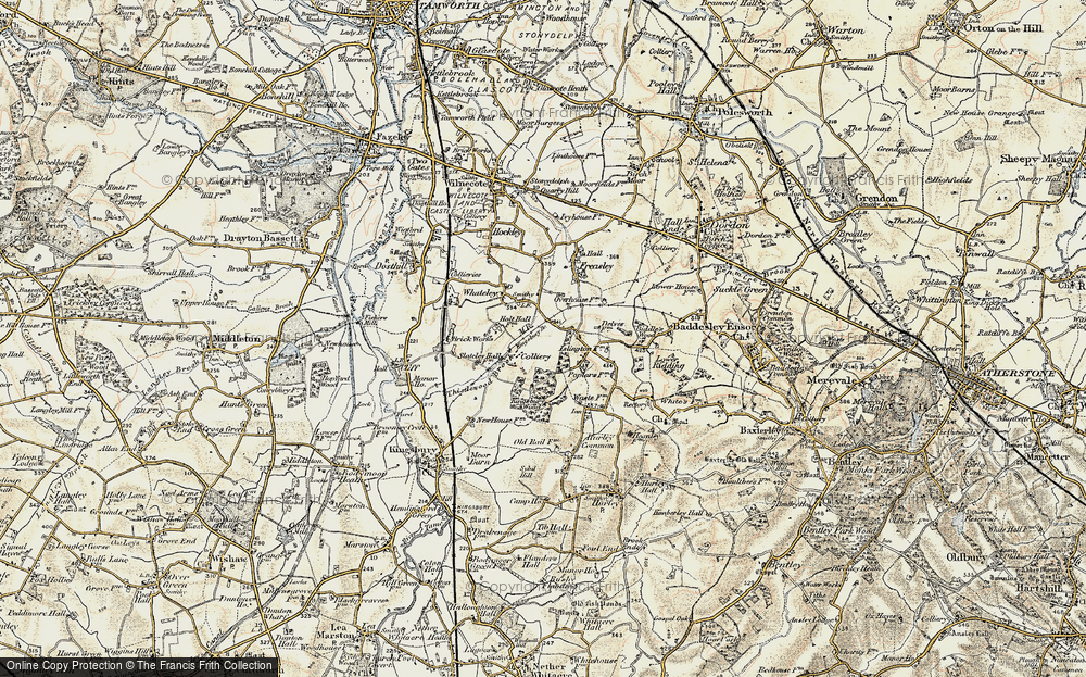 Old Map of Historic Map covering Kingsbury Wood in 1901-1902