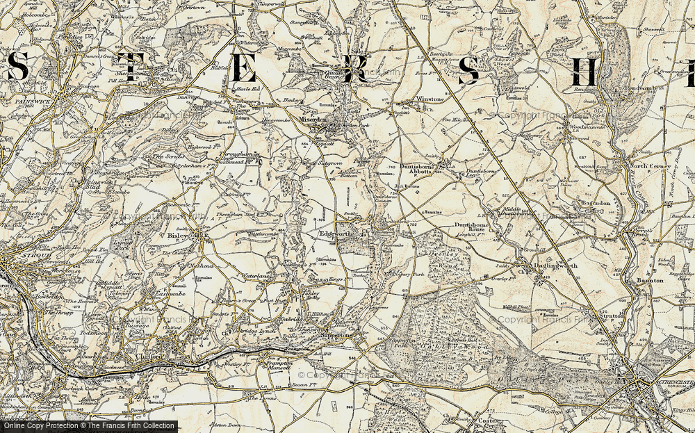 Old Map of Historic Map covering Ashcombe Bottom in 1898-1899