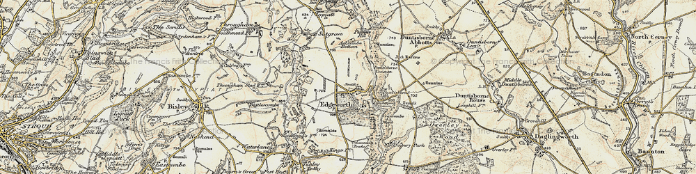 Old map of Ashcombe Bottom in 1898-1899