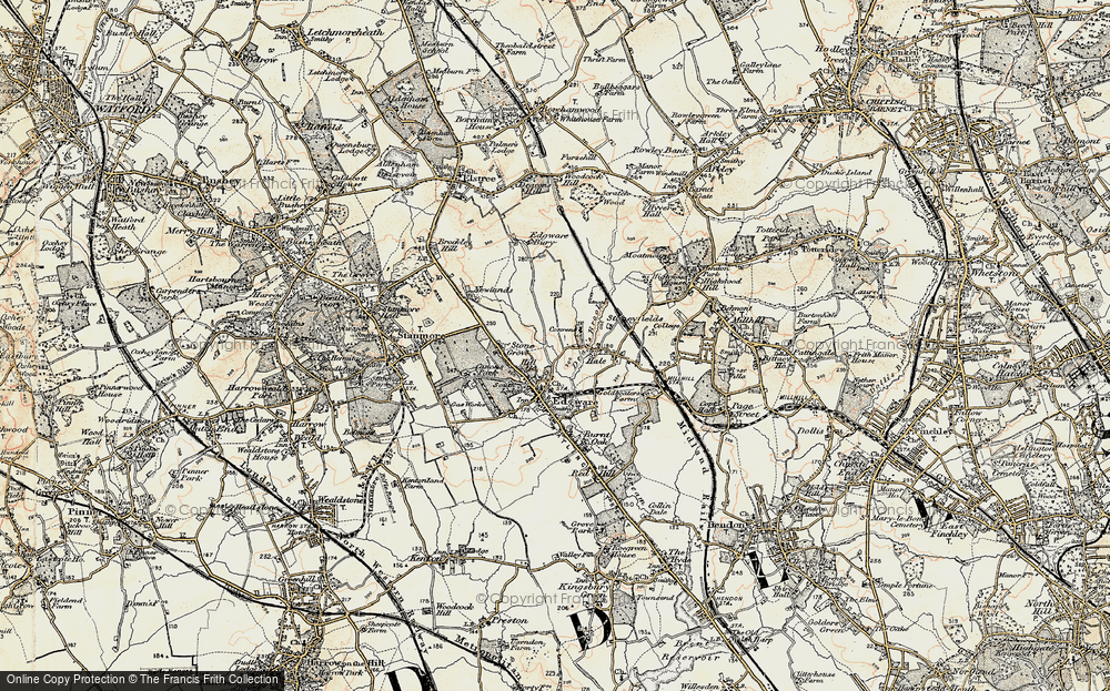 Old Map of Edgware, 1897-1898 in 1897-1898