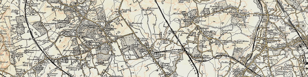 Old map of Edgware in 1897-1898