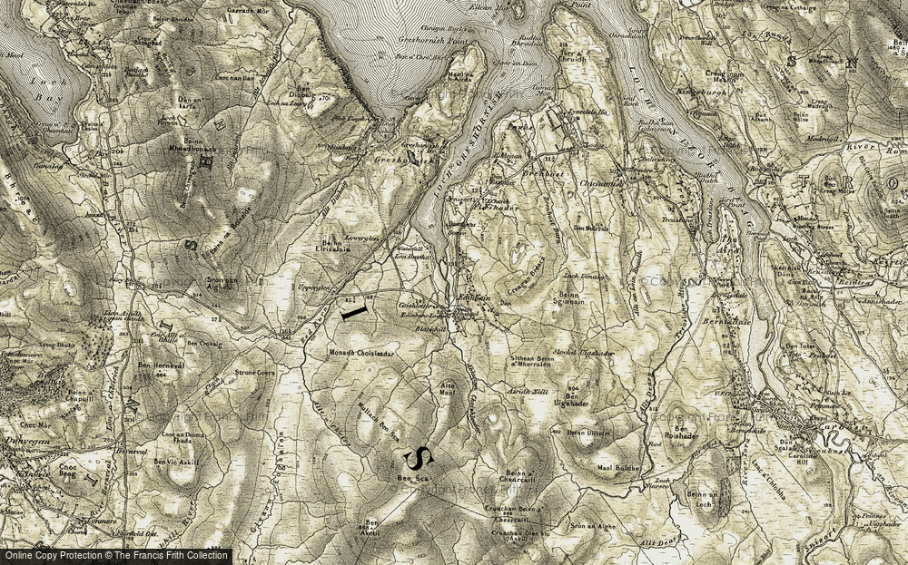Old Map of Historic Map covering Beinn Sgùmain in 1909