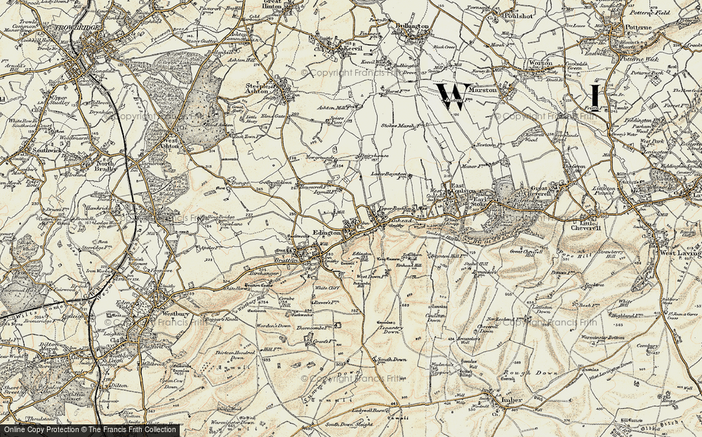 Old Map of Historic Map covering Tinhead Hill in 1898-1899