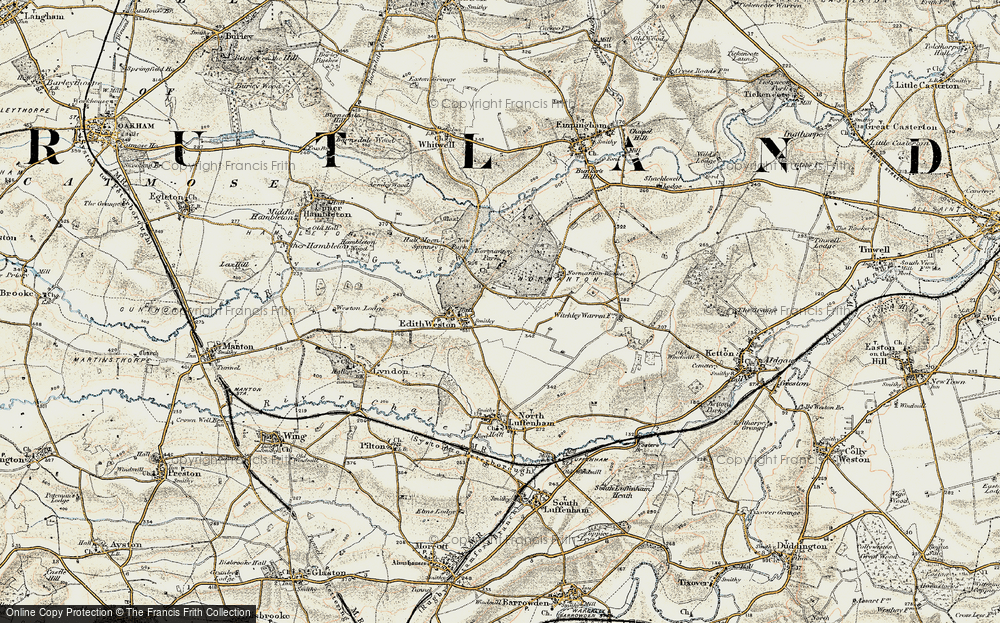 Old Map of Edith Weston, 1901-1903 in 1901-1903