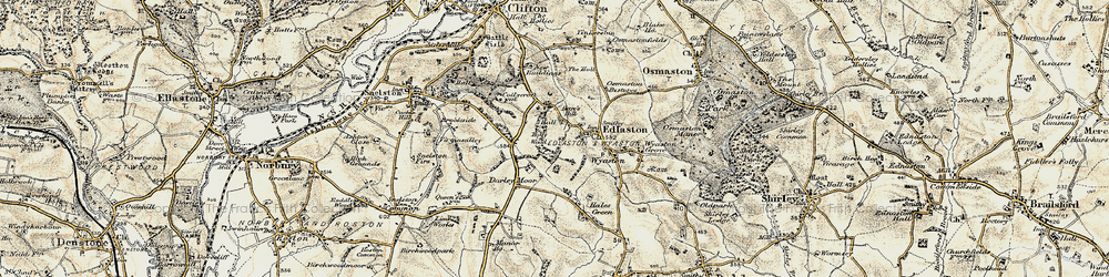 Old map of Darley Moor in 1902