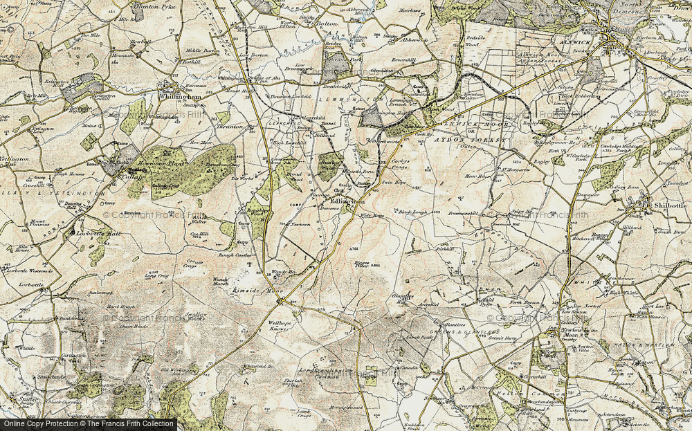 Old Map of Historic Map covering Bigges' Pillar in 1901-1903
