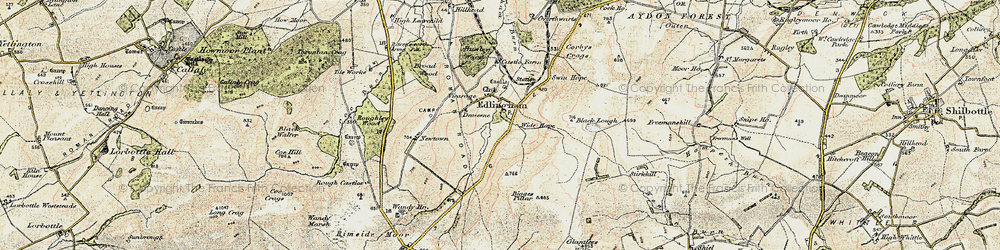 Old map of Edlingham in 1901-1903