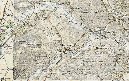 Old map of Edmondbyers in 1901-1904