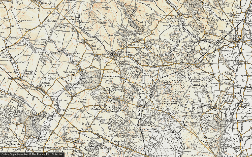 Old Map of Historic Map covering Birches Copse in 1897-1909