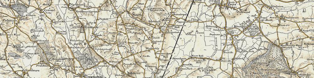 Old map of Edstaston in 1902
