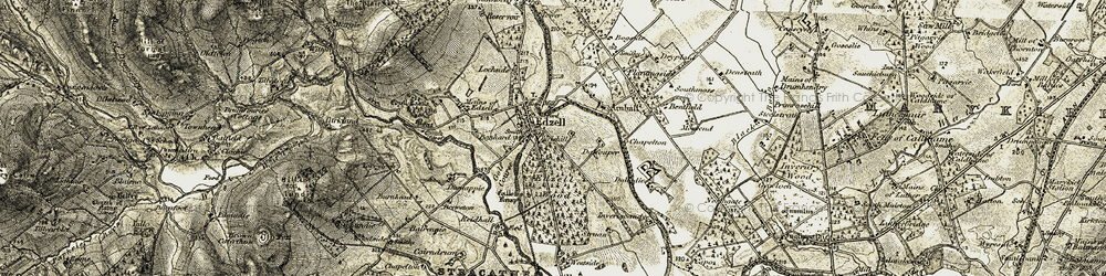 Old map of Edzell in 1908