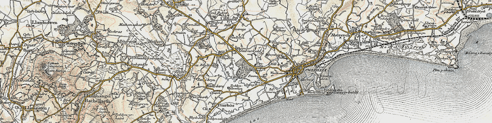 Old map of Afon Rhyd-hir in 1903