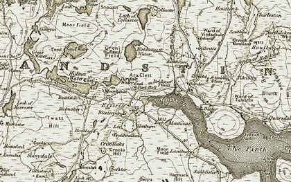 Old map of Bridge of Twatt in 1911-1912
