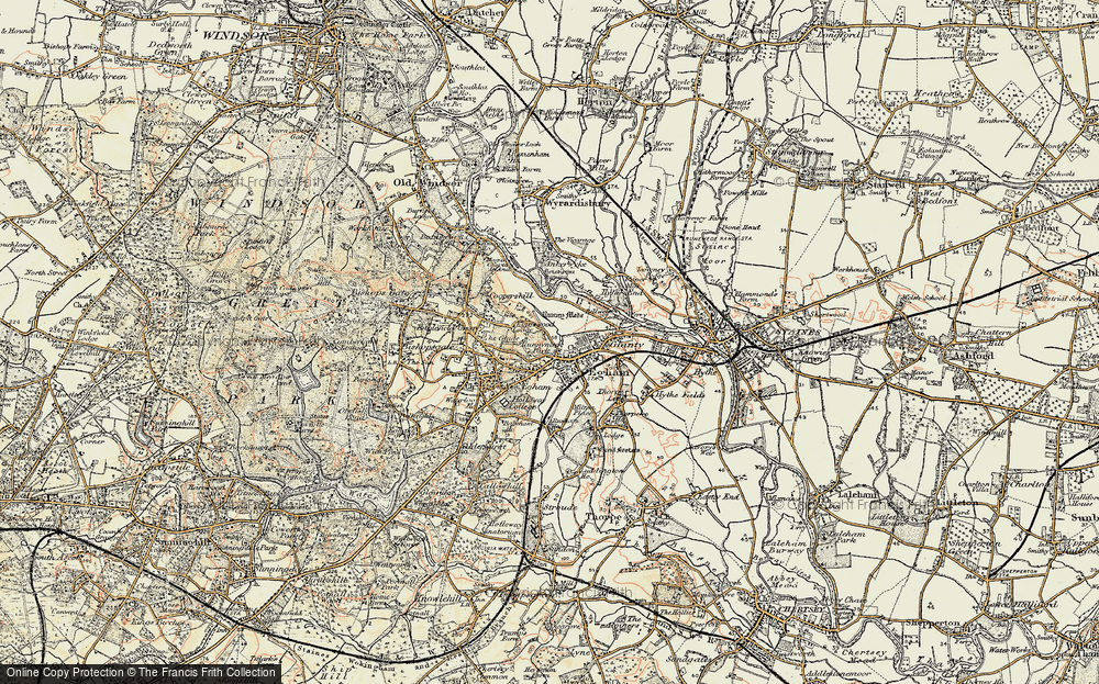 Old Map of Historic Map covering Runnymede in 1897-1909