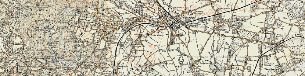 Old map of Egham Hythe in 1897-1909