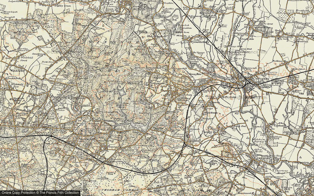 Old Map of Historic Map covering The Savill Garden in 1897-1909