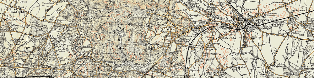 Old map of Egham Wick in 1897-1909