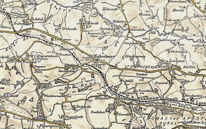 Old map of Egloskerry in 1900