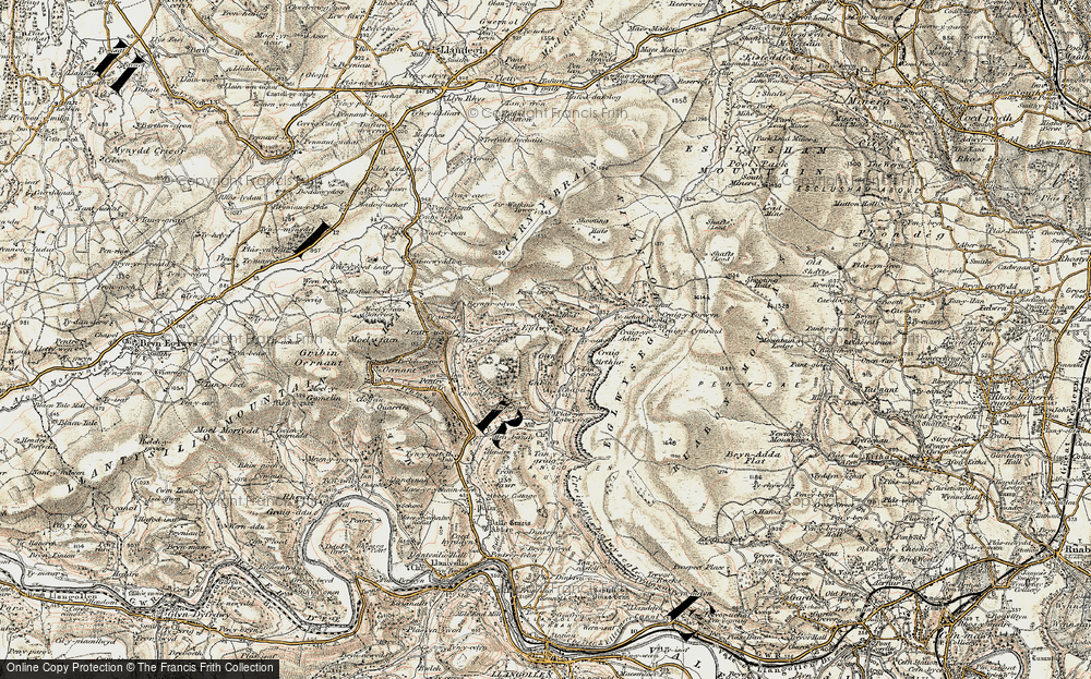 Old Map of Historic Map covering Ty Canol in 1902-1903