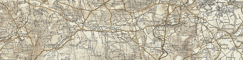 Old map of Eglwyswen in 1901