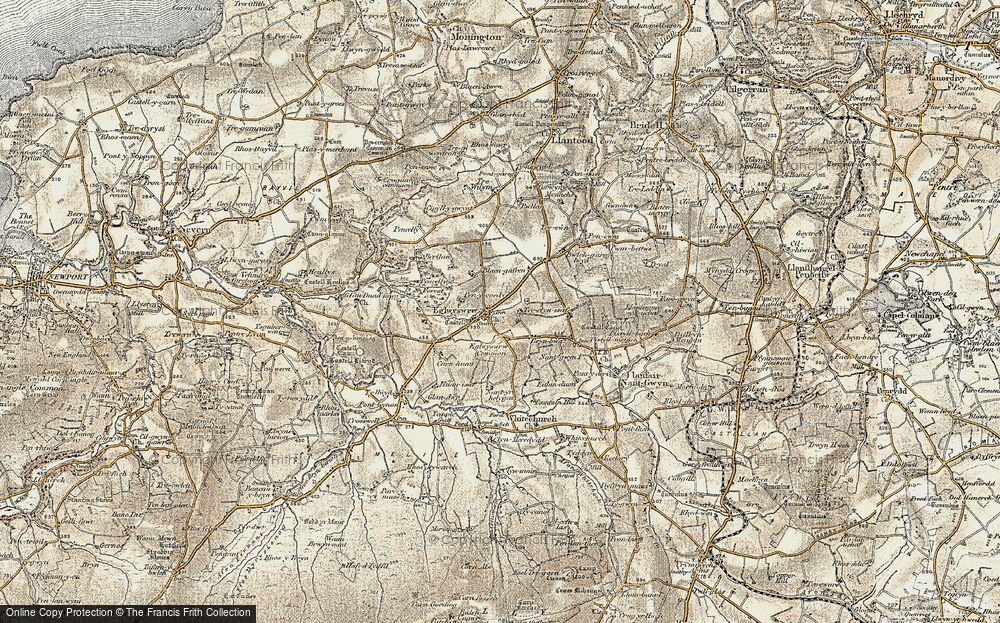 Old Map of Historic Map covering Brynbwa in 1901