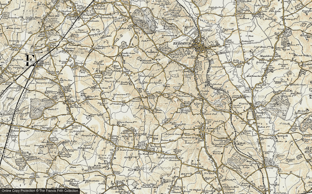Old Map of Historic Map covering Callow Hill in 1899-1902