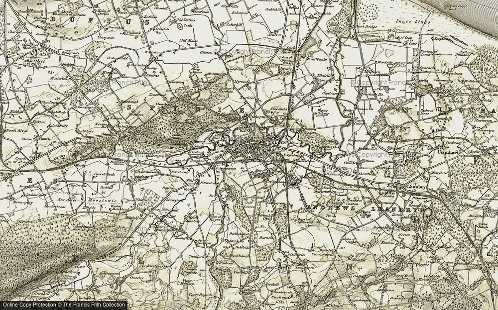 Old Map of Elgin, 1910-1911 in 1910-1911