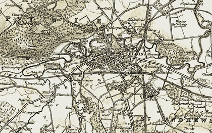 Old map of Elgin in 1910-1911