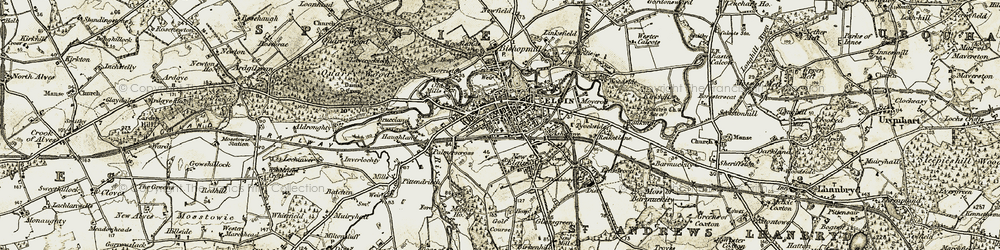 Old map of Elgin in 1910-1911