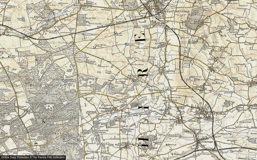 Elkesley old map Nottinghamshire 1900: 14SE repro West Drayton Gamston 