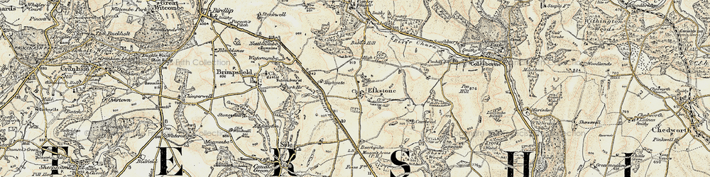 Old map of Elkstone in 1898-1899
