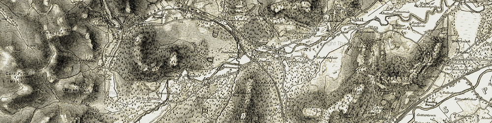 Old map of Baddengorm Woods in 1908-1911