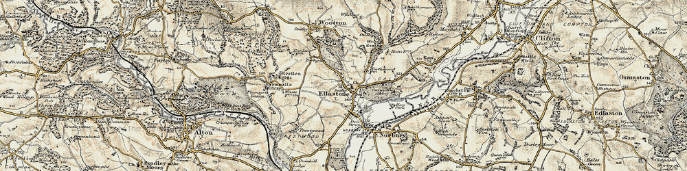 Old map of Ellastone in 1902