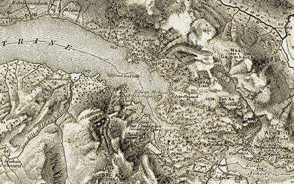Old map of Ben Venue in 1906-1907