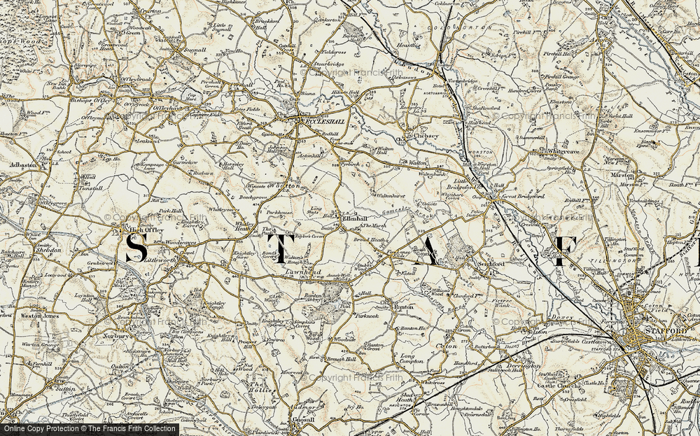 Old Map of Ellenhall, 1902 in 1902