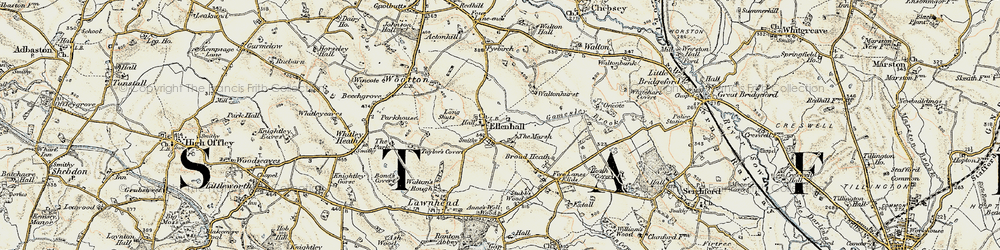 Old map of Ellenhall in 1902