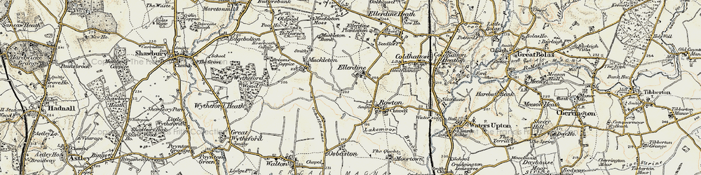 Old map of Ellerdine in 1902