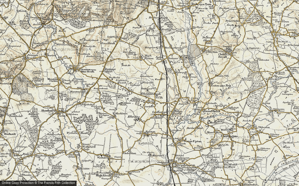 Old Map of Historic Map covering Windy Oak in 1902