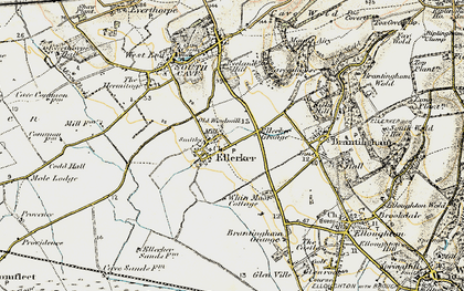Old map of Brantingham Grange in 1903-1908