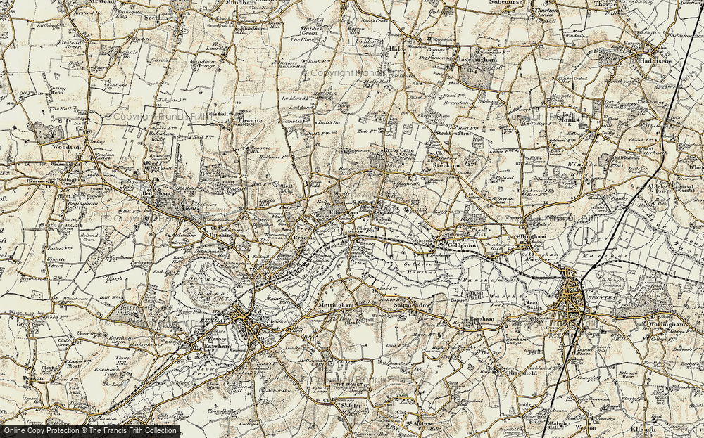Old Map of Historic Map covering Benstead Marshes in 1901-1902