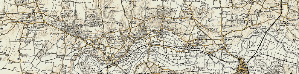 Old map of Ellingham in 1901-1902